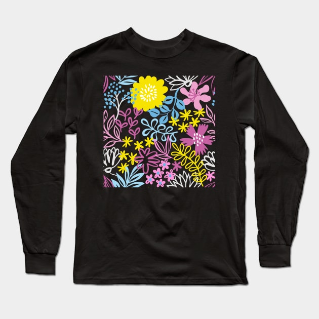 Colorful Flower Pattern Long Sleeve T-Shirt by edwardecho